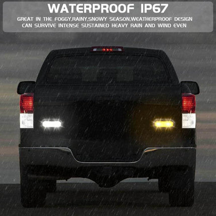 Truck Trailer Taillights 74 LED For Trucks And Trailers rear view showing bright red and yellow multi-signal LEDs, IP67 waterproof in rain