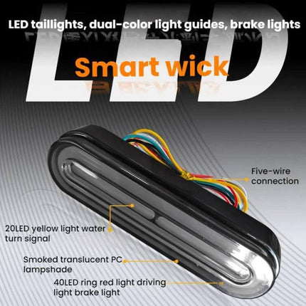 Brake Tail Light For Electric Bikes With Turn Signals - compact smoked black lens LED taillight with integrated running, brake and left/right turn signals