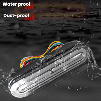 Brake Tail Light For Electric Bikes With Turn Signals — compact smoked lens unit showing waterproof splash and colored wiring