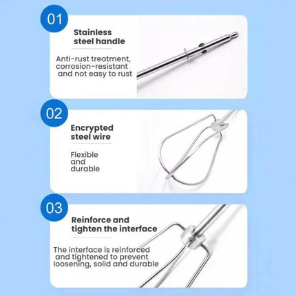 Two Pack 304 Stainless Whisk Attachments For Donlim And Hauswirt - food-grade 304 stainless steel beaters with rust-resistant handles and reinforced interface