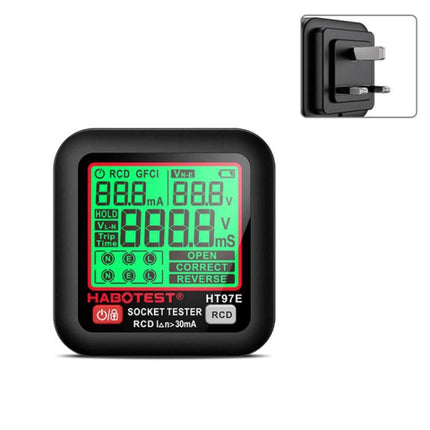 HABOTEST Digital Electrical Socket Tester for Voltage and Safety Checks - compact HT97E plug-in socket tester with LCD for RCD/GFCI and wiring checks