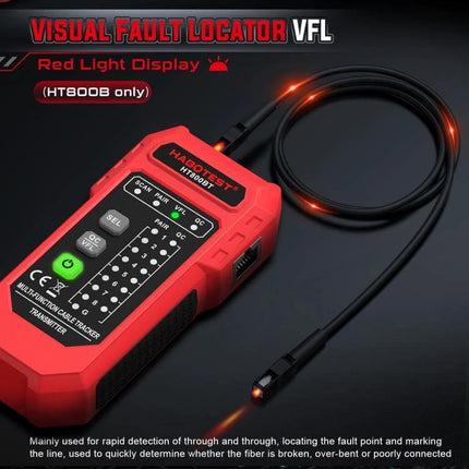 HABOTEST Multi-Function Anti-Interference Network Cable Tester handheld visual fault locator with VFL red light and cable leads for CAT5 CAT6 testing