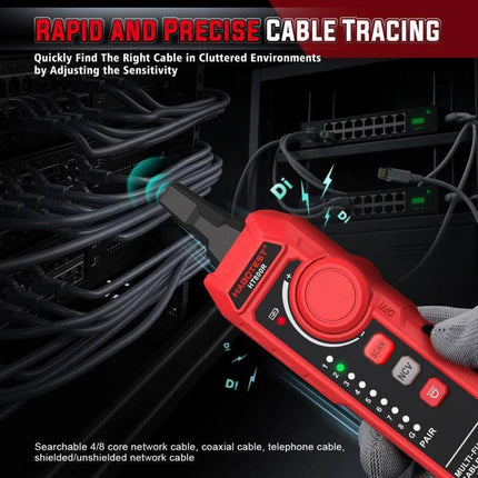 HABOTEST Multi-Function Anti-Interference Network Cable Tester handheld tracer locating CAT5/CAT6 breaks shorts in cluttered rack