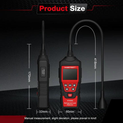 HABOTEST Detector for Car AC Leaks in Vehicle Maintenance - handheld refrigerant leak detector with flexible probe and display