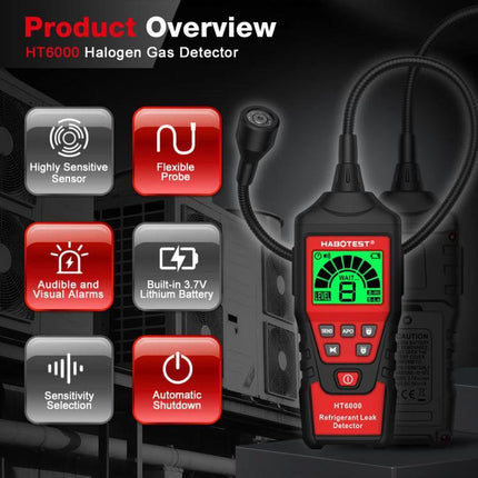 HABOTEST Detector for Car AC Leaks in Vehicle Maintenance - HT6000 refrigerant leak detector with flexible probe and high-sensitivity sensor