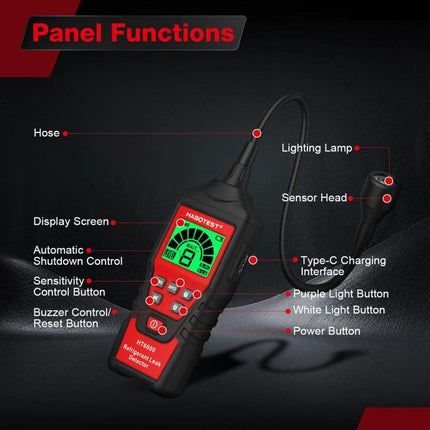 HABOTEST Detector for Car AC Leaks in Vehicle Maintenance handheld leak detector with sensor head, display screen and hose for R134A detection
