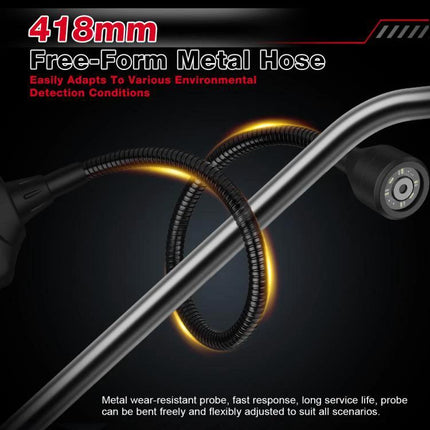 HABOTEST Detector for Car AC Leaks in Vehicle Maintenance - 418mm free-form metal hose probe showing flexible, wear-resistant bendable detection tip