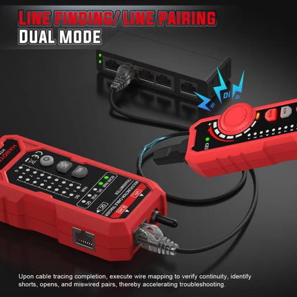 HABOTEST Multi-Function Network Cable Tester for Home Use - red dual-mode line finding tester tracing Ethernet cable faults