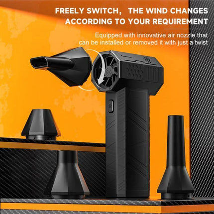 X3mini Compact Brushless Dust Blower Fan for Cleaning Tasks - portable ABS handheld blower with three nozzle attachments for keyboards, tight spaces, and light snow