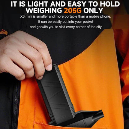 X3mini Compact Brushless Dust Blower Fan for Cleaning Tasks — portable 205g ABS handheld blower fitting into a jacket pocket