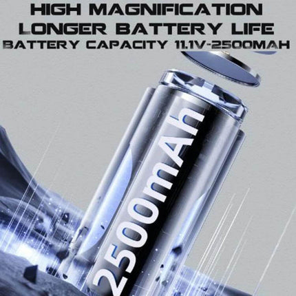 Durable Handheld Turbo Fan for Outdoor Activities and Cooling showing 2500mAh battery and high magnification longer battery life