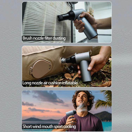 Durable Handheld Turbo Fan for Outdoor Activities and Cooling - high-speed brushless motor for dusting, inflatable air cushion, and sport cooling outdoors