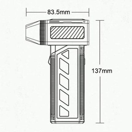 Versatile 3-Speed Brushless Fan for Everyday Indoor Cooling compact fan diagram with dimensions 83.5mm x 137mm, one-touch speed control