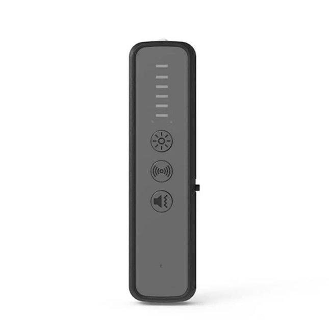 Portable Wireless Signal Detector for Eavesdropping Prevention handheld device with LED bars and detection buttons for RF, magnetic, IR scanning