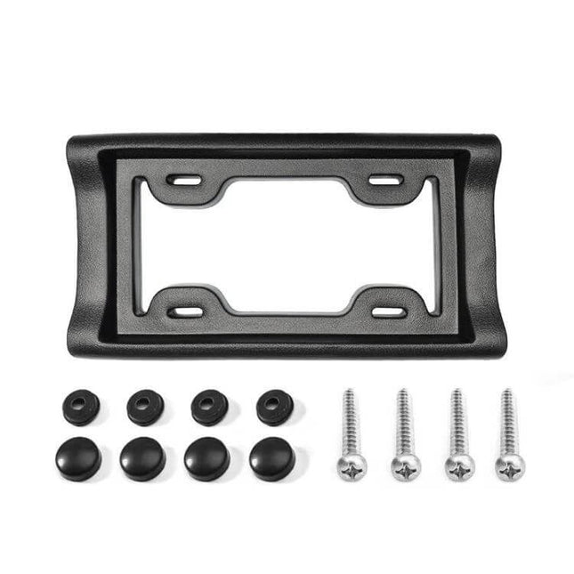 Durable EVA License Plate Frame for Everyday Car Protection — black EVA frame with screws and caps protecting plate edges