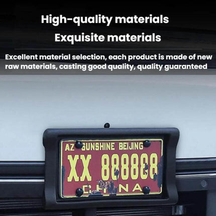 Durable EVA License Plate Frame for Everyday Car Protection protecting a red novelty license plate on a car bumper