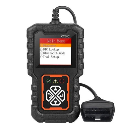 Car Diagnostic Device for Everyday Driving Safety - handheld OBD2 scanner showing Main Menu and OBD2 connector