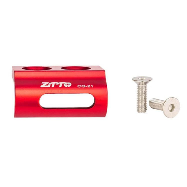 Front Derailleur Bracket Clip For Road Bike Black Mount - red aluminum clamp with two bolts for secure front derailleur mounting