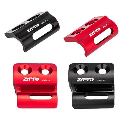 Front Derailleur Bracket Clip For Road Bike Black Mount - Aluminum Alloy Clip Shown In Black And Red For Stable Front Derailleur Support
