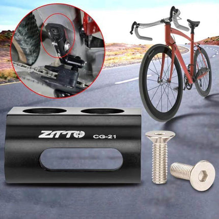 Front Derailleur Bracket Clip For Road Bike Black Mount compact aluminum alloy clip with screws shown next to road bike