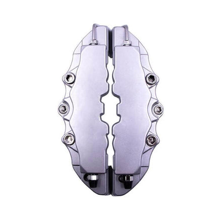 Brake Caliper Cover Kit High Temperature ABS Multi Color Set - silver ABS caliper covers shown front view with heat-resistant adhesive