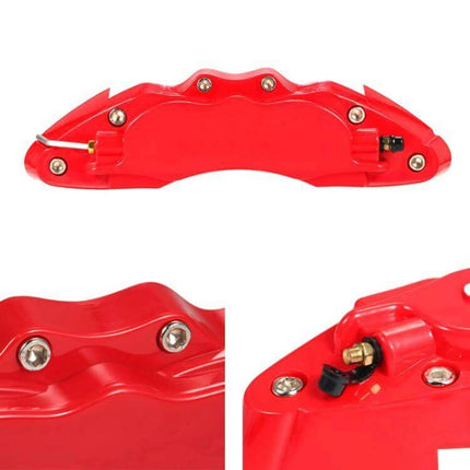 Brake Caliper Cover Kit High Temperature ABS Multi Color Set red caliper cover with heat-resistant adhesive and mounting hardware