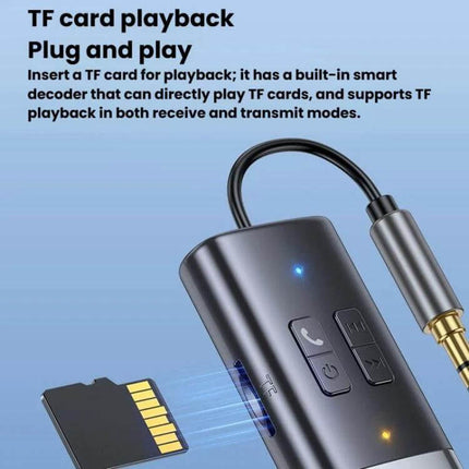 G76 Bluetooth Receiver Transmitter Car AUX Adapter For Home Audio - TF card playback plug-and-play adapter with AUX cable and control buttons