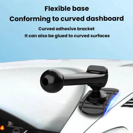 Snail-Shaped Adhesive Car Phone Mount Base (2-Pack) on curved dashboard showing flexible adhesive base for portrait or landscape mounting