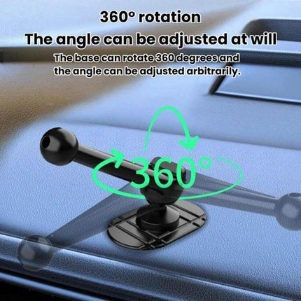 Snail-Shaped Adhesive Car Phone Mount Base (2-Pack) on dashboard showing 360° rotation and adjustable angle for portrait or landscape use