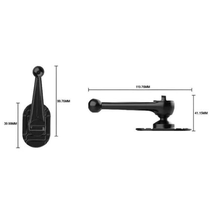 Snail-Shaped Adhesive Car Phone Mount Base (2-Pack) black arm with dimensions shown for curved dashboard mounting