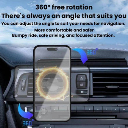 Ring Magnetic Car Mount Ring Accessory For Phone Mounts – 360° rotation dash mount with 17mm ball head for 4.7–8in phones, stabilized rubidium magnets
