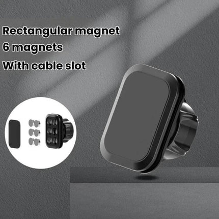 Magnetic Car Phone Mount Head 17mm Ball Joint For Easy Viewing black rectangular magnet head with six magnets and cable slot on dashboard mount