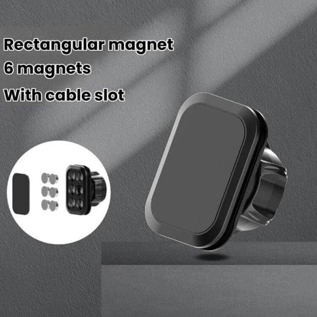 Magnetic Car Phone Mount Head 17mm Ball Joint For Easy Viewing black rectangular magnet head with six magnets and cable slot on dashboard mount