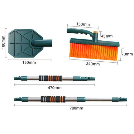 Versatile Multi-Functional Snow Scraper for Cars and Home Sweeping - detachable broom head and extendable aluminum handle, dimensions shown