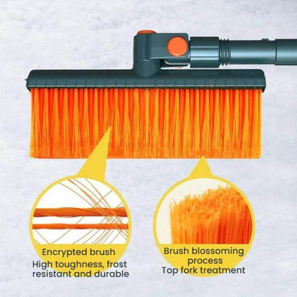Versatile Multi-Functional Snow Scraper for Cars and Home Sweeping - orange durable brush head for sweeping and ice removal