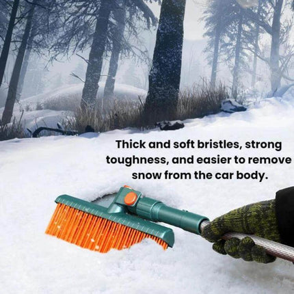 Versatile Multi-Functional Snow Scraper for Cars and Home Sweeping - durable ABS PP EVA aluminum brush with thick soft bristles for clearing car snow