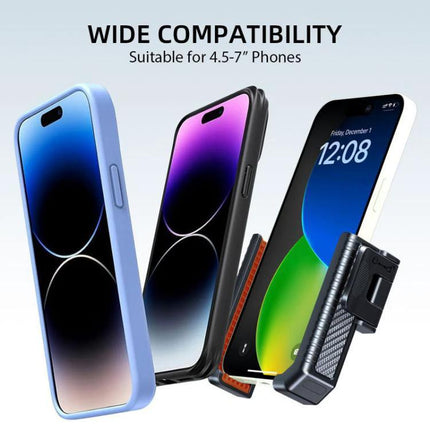 Universal Magnetic Phone Mount for Wall and Car Use showing three phones mounted for navigation and hands-free viewing