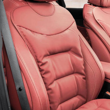 Car Seat Cushion Non Slip For Front And Rear Seats - Nappa padded non-slip red cushion with plum blossom buckle, protects upholstery and supports daily commutes