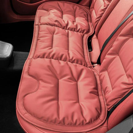 Car Seat Cushion Non Slip For Front And Rear Seats - plum-red Nappa rear bench protector with non-slip buckle fastening and padded supportive padding