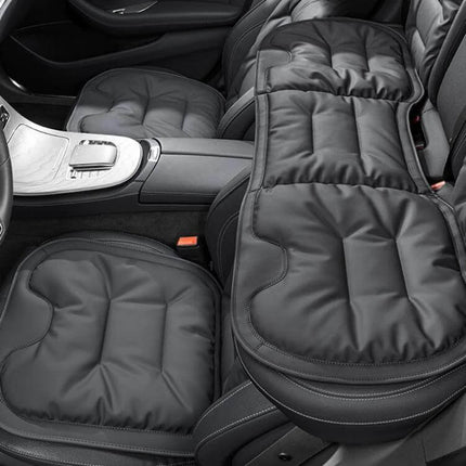 Car Seat Cushion Non Slip For Front And Rear Seats - black Nappa padded cushions with plum blossom buckle, non-slip protectors for front and rear car seats