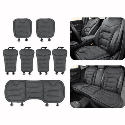 Car Seat Cushion Non Slip For Front And Rear Seats - 7-piece Nappa padded set with plum blossom buckle, protects upholstery and secures without drilling