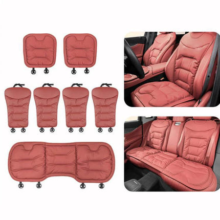 Car Seat Cushion Non Slip For Front And Rear Seats plum blossom buckle Nappa non-slip set for front back seats, protective supportive padding, tool-free install