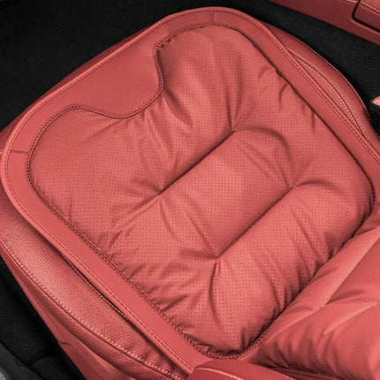 Car Seat Cushion Non Slip For Front And Rear Seats - red Nappa non-slip padded seat cushion with plum blossom buckle, protects upholstery and supports seating (front/rear)