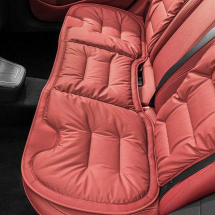 Car Seat Cushion Non Slip For Front And Rear Seats plush red Nappa rear bench protector with non-slip plum blossom buckle fastening