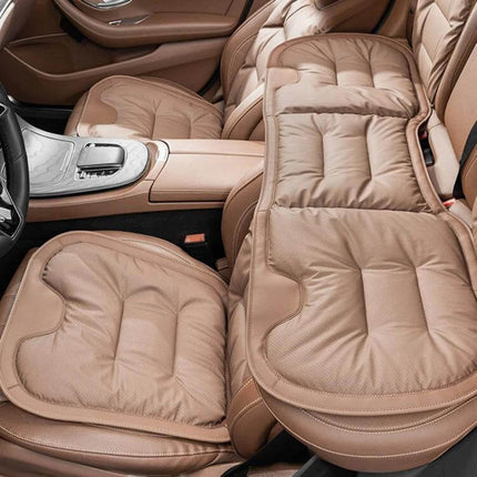 Car Seat Cushion Non Slip For Front And Rear Seats in tan Nappa set with plum blossom buckle, non-slip protective pads for front and rear seats