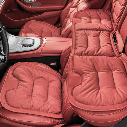 Car Seat Cushions Non Slip Perforated Set For Front And Rear Seats - red Nappa leather breathable non-slip seat cushion set for car interior protection