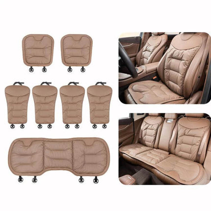 Car Seat Cushions Non Slip Perforated Set For Front And Rear Seats - brown Nappa leather breathable non-slip cushions for car front and rear seats