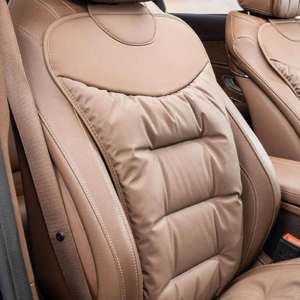Car Seat Cushions Non Slip Perforated Set For Front And Rear Seats - brown Nappa leather breathable non-slip cushion set for front and rear car seats