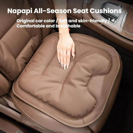 Car Seat Cushions Non Slip Perforated Set For Front And Rear Seats - brown Nappa leather breathable non-slip seat cushion for front car seats