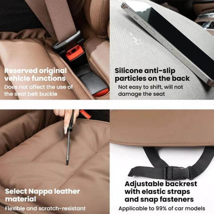 Car Seat Cushion Non Slip For Front And Rear Seats brown Nappa leather non-slip cushions with plum blossom buckle fastening